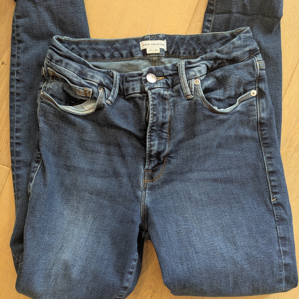 Good American Blue Skinny Jeans with Faded Wash
